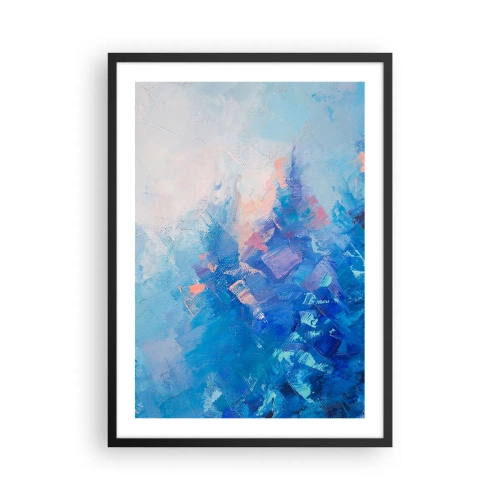 Poster in einem schwarzem Rahmen - Eine abstrakte Komposition in Blau- und Rosatönen, inspiriert von einer Winterlandschaft. - 50x70cm - Winter-Abstraktion - Moderne Wanddekoration für Wohnzimmer und Schlafzimmer ARTTOR