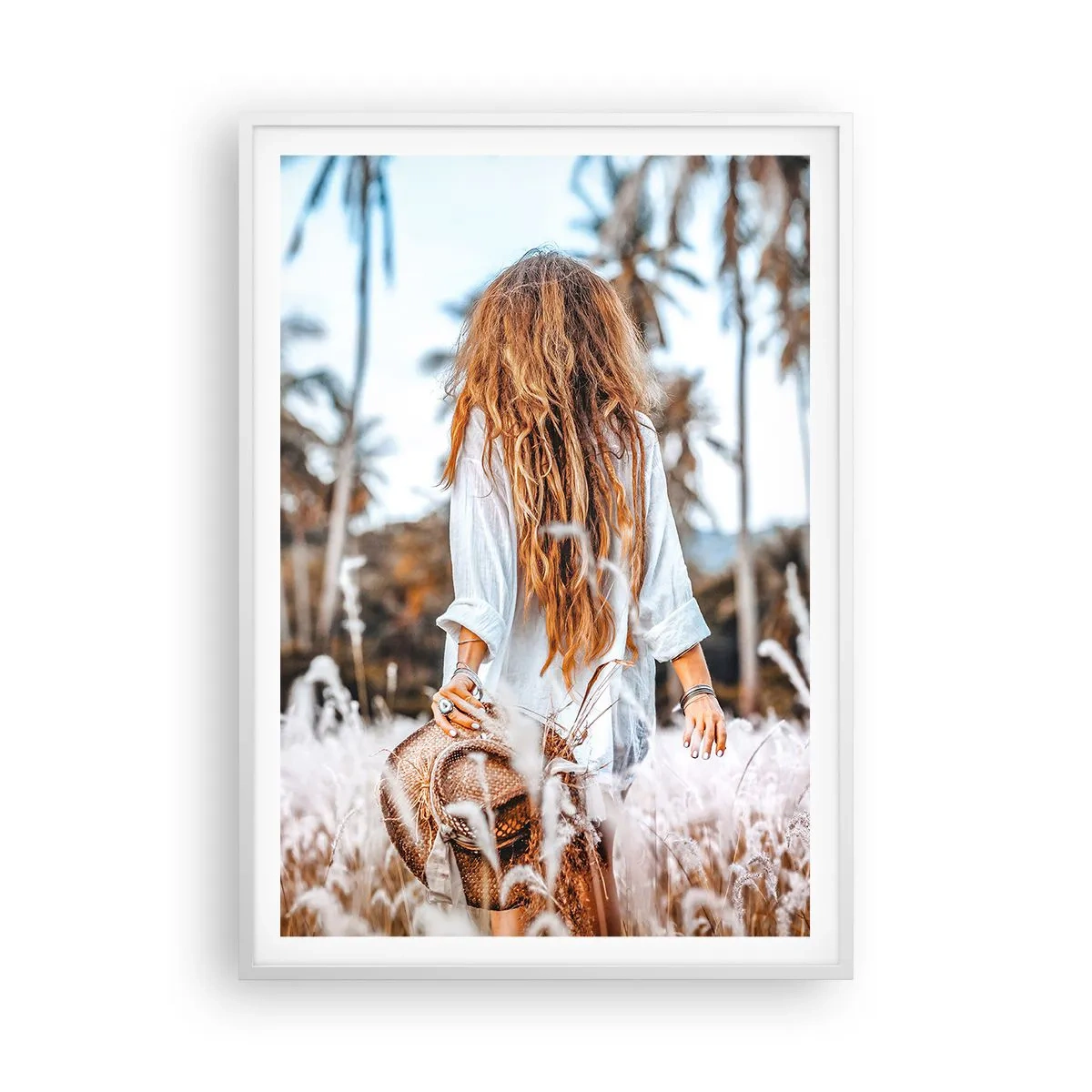 Poster in einem weißen Rahmen - Geboren aus Grasflaum - 70x100 cm