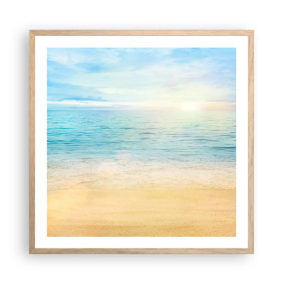 Poster in einem Rahmen aus heller Eiche - Großes Blau - 60x60 cm