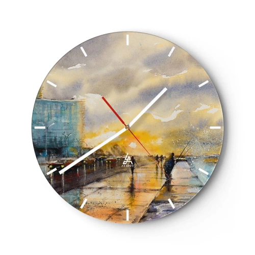 Wanduhr - Glasuhr - Leben am Ufer - 40x40 cm