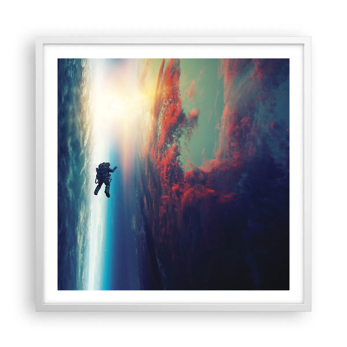 Poster in einem weißen Rahmen - Sich dem Universum stellen - 60x60 cm