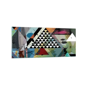 Glasbild - Bild auf glas - Eine abstrakte Komposition aus geometrischen Formen und Farben. - 120x50cm - Wie einfach ist es - Moderne Wanddekoration für Wohnzimmer und Schlafzimmer ARTTOR