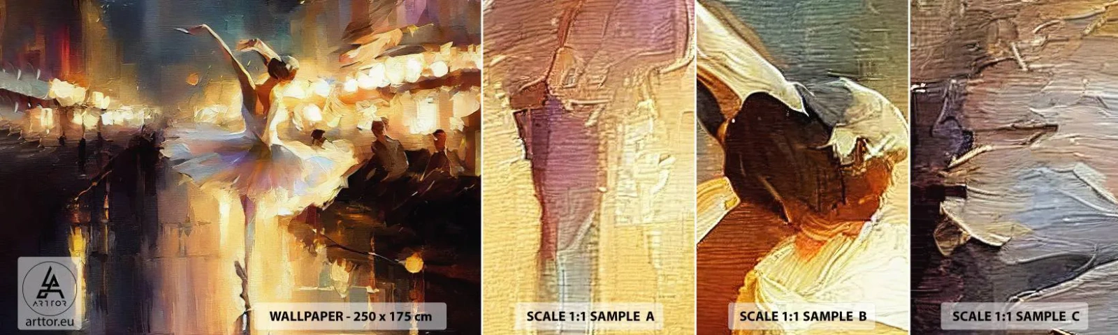 Fototapeten Muster Selbstklebend Deluxe Sticker - Wunder auf der Straße - Ballerina, Tanzen, Ölfarbe - 100x30 cm