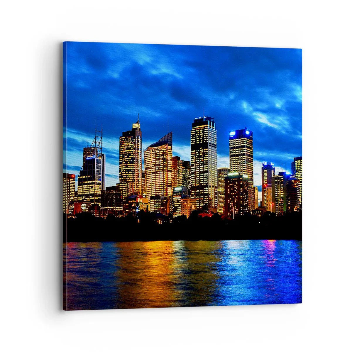 Bild auf Leinwand - Leinwandbild - Eine Nacht der Lichter und Farben - 70x70 cm