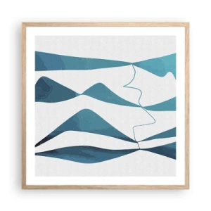 Poster in einem Rahmen aus heller Eiche - Abstraktion: türkisfarbene Verbindung - 60x60 cm