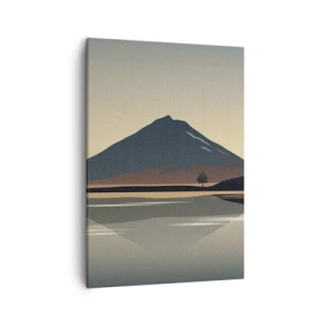 Bild auf Leinwand - Leinwandbild - Minimalistische Berglandschaft mit Spiegelung im Wasser - 50x70cm - Spiegelreflexion - Moderne Wanddekoration für Wohnzimmer und Schlafzimmer ARTTOR