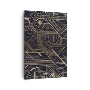 Bild auf Leinwand - Leinwandbild - Goldene geometrische Muster auf schwarzem Hintergrund im Art-Deco-Stil - 70x100cm - Konzepte, Ideen, Pläne - Moderne Wanddekoration für Wohnzimmer und Schlafzimmer ARTTOR