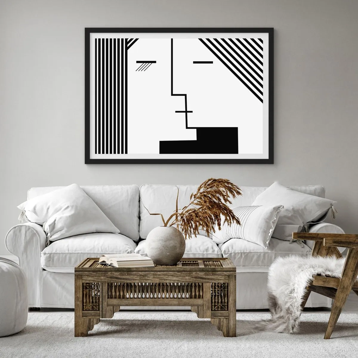 Poster in einem schwarzem Rahmen - Einfach ein Kuss - 91x61 cm