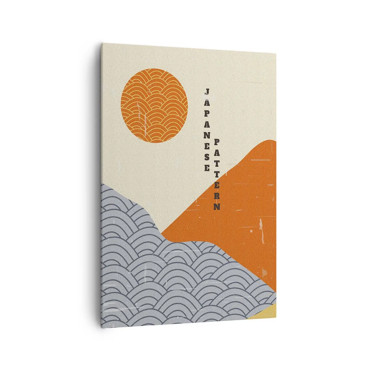 Bild auf Leinwand - Leinwandbild - Japanische Muster mit Bergen, Sonne und minimalistischem Stil - 70x100cm - Im japanischen Geist - Moderne Wanddekoration für Wohnzimmer und Schlafzimmer ARTTOR