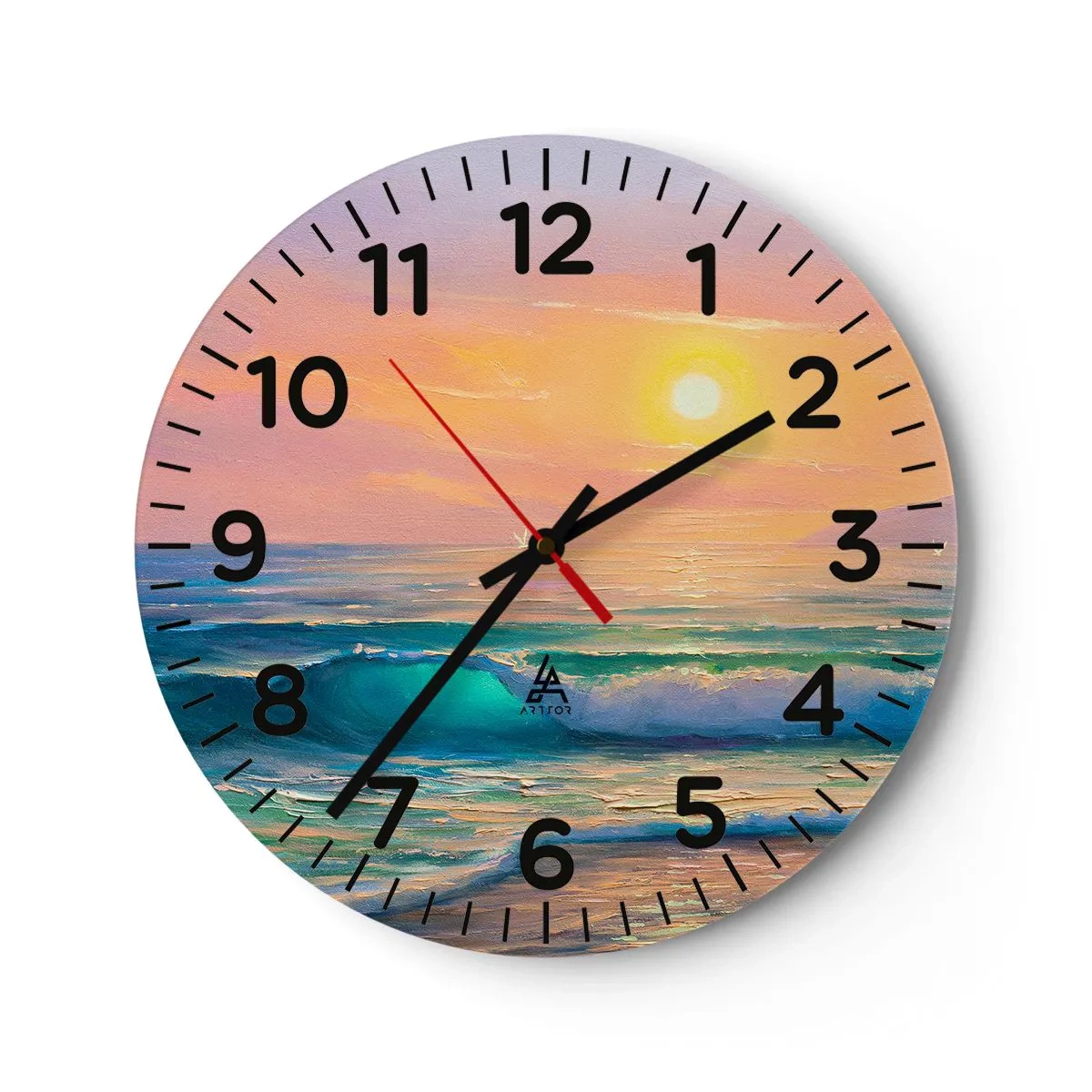 Wanduhr - Glasuhr - Ein türkisfarbenes Lied der Wellen - 30x30 cm