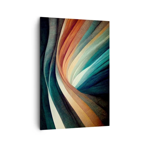 Bild auf Leinwand - Leinwandbild - Abstrakte Wellen in warmen und kühlen Farbtönen - 70x100cm - Aus Farben gewebt - Moderne Wanddekoration für Wohnzimmer und Schlafzimmer ARTTOR