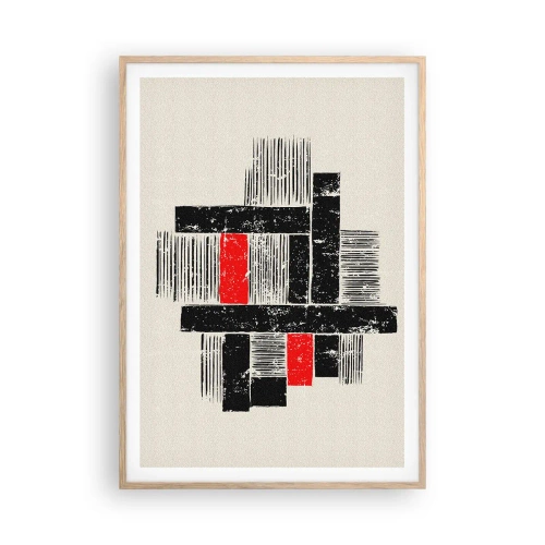 Poster in einem Rahmen aus heller Eiche - Rot und Schwarz - 70x100 cm
