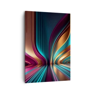 Bild auf Leinwand - Leinwandbild - Futuristische Abstraktion mit intensiven Farben und Kurven - 50x70cm - Architektur des Lichts - Moderne Wanddekoration für Wohnzimmer und Schlafzimmer ARTTOR