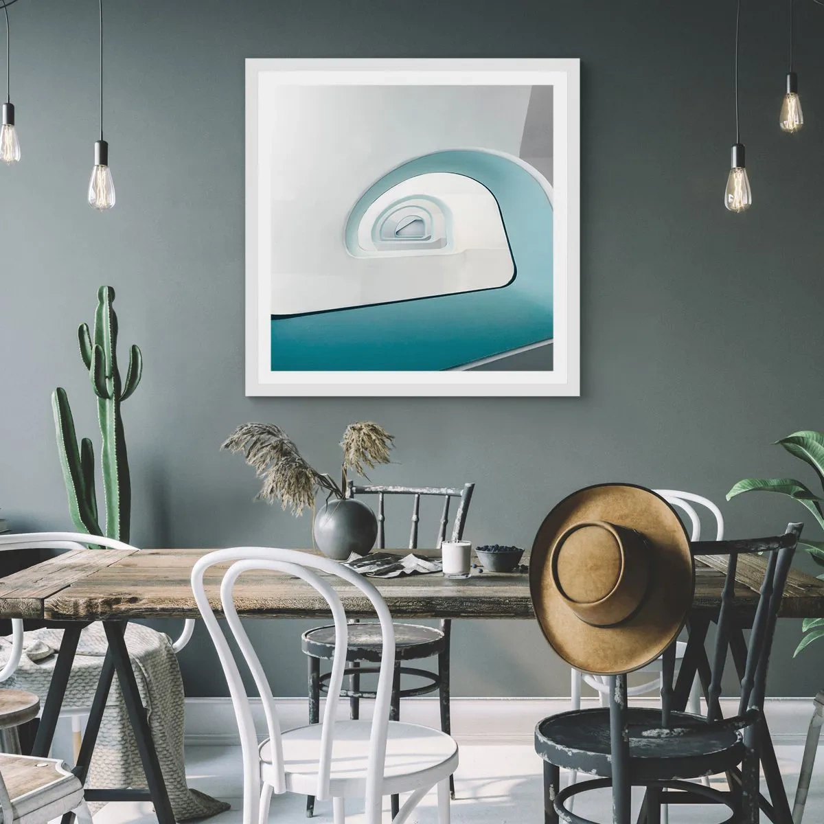 Poster in einem weißen Rahmen - Bis zum Ende des Blaus - 60x60 cm