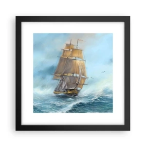 Poster in einem schwarzem Rahmen - Über die Wellen gleiten - 30x30 cm