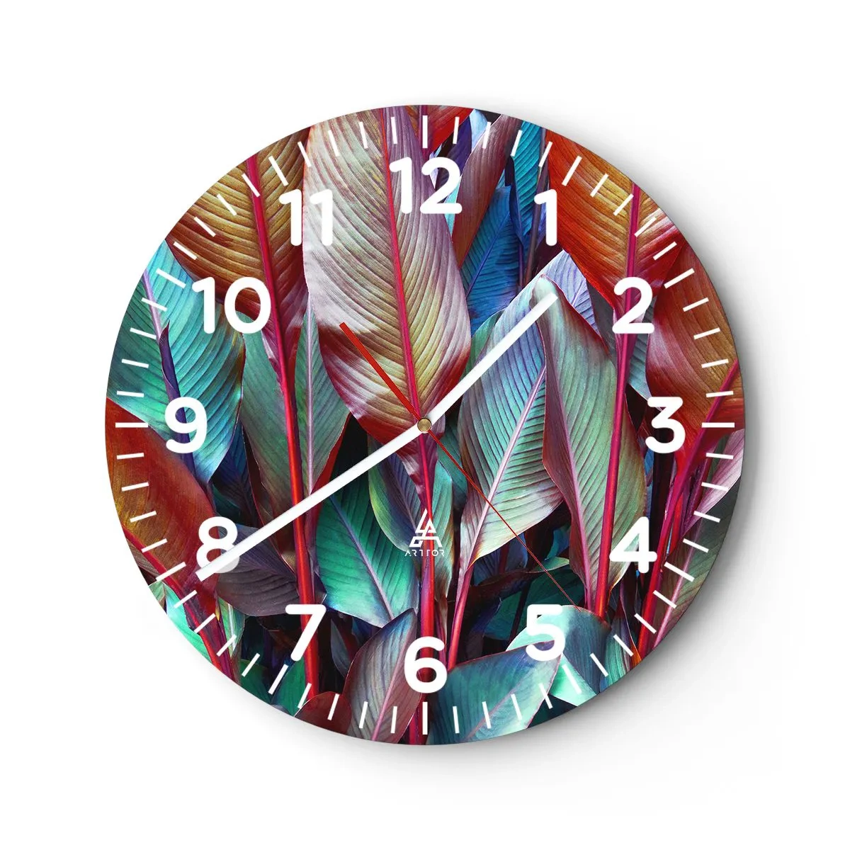 Wanduhr - Glasuhr - Buntes Dickicht - 30x30 cm