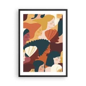 Poster in einem schwarzem Rahmen - Bunte Grafiken mit weiblichen Profilen - 50x70cm - Nur Weiblichkeit - Moderne Wanddekoration für Wohnzimmer und Schlafzimmer ARTTOR