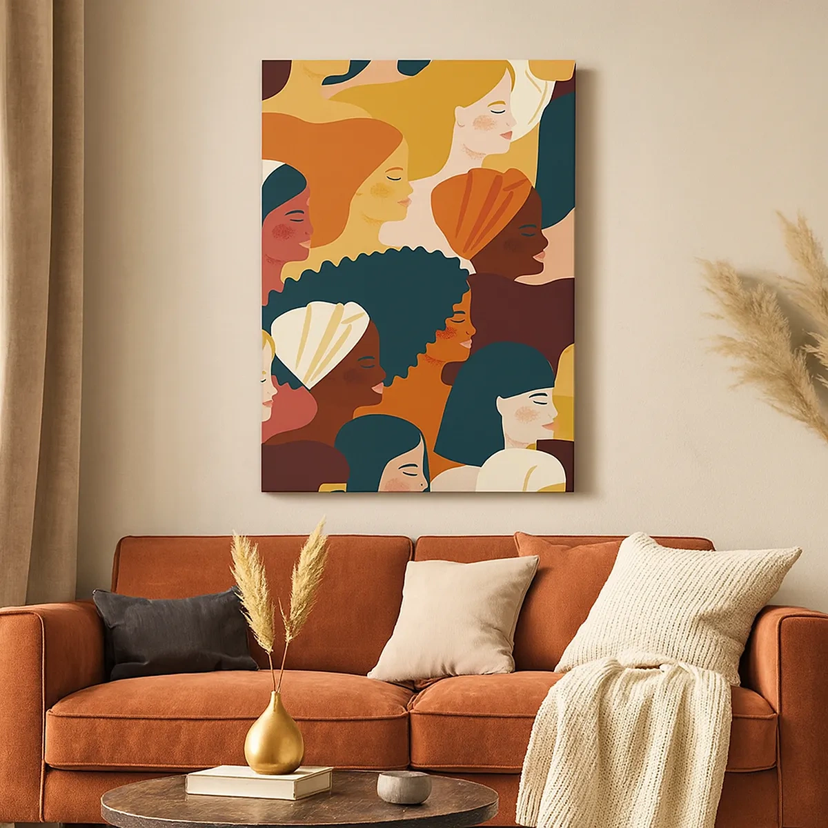 Bild auf Leinwand - Leinwandbild - Farbenfrohe Frauenprofile in verschiedenen Stilen - 50x70cm - Nur Weiblichkeit - Moderne Wanddekoration für Wohnzimmer und Schlafzimmer ARTTOR