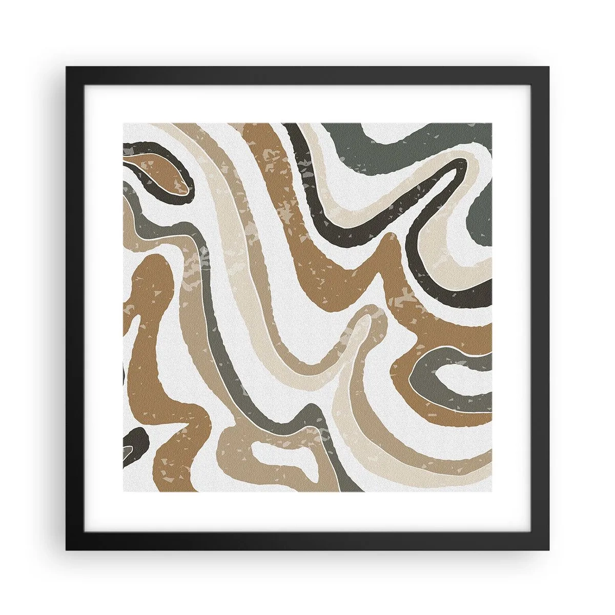 Poster in einem schwarzem Rahmen - Mäander in Erdfarben - 40x40 cm