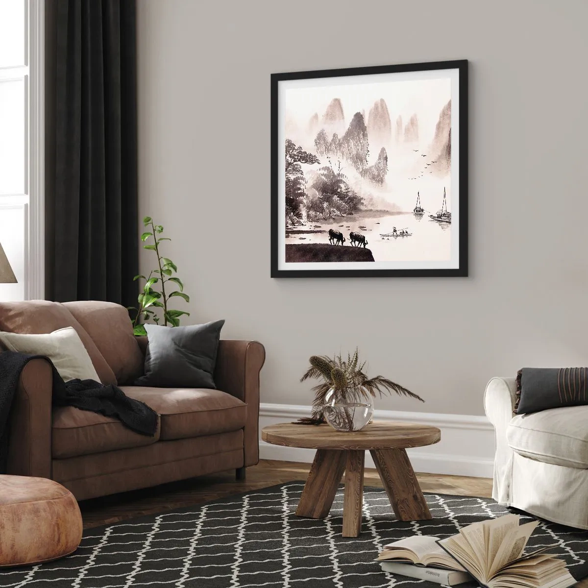 Poster in einem schwarzem Rahmen - Der exotische Alltag des Ostens - 50x50 cm