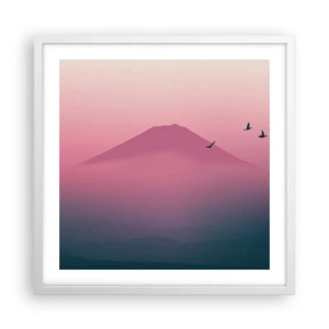 Poster in einem weißen Rahmen - Wanderer über den Wolken - 50x50 cm