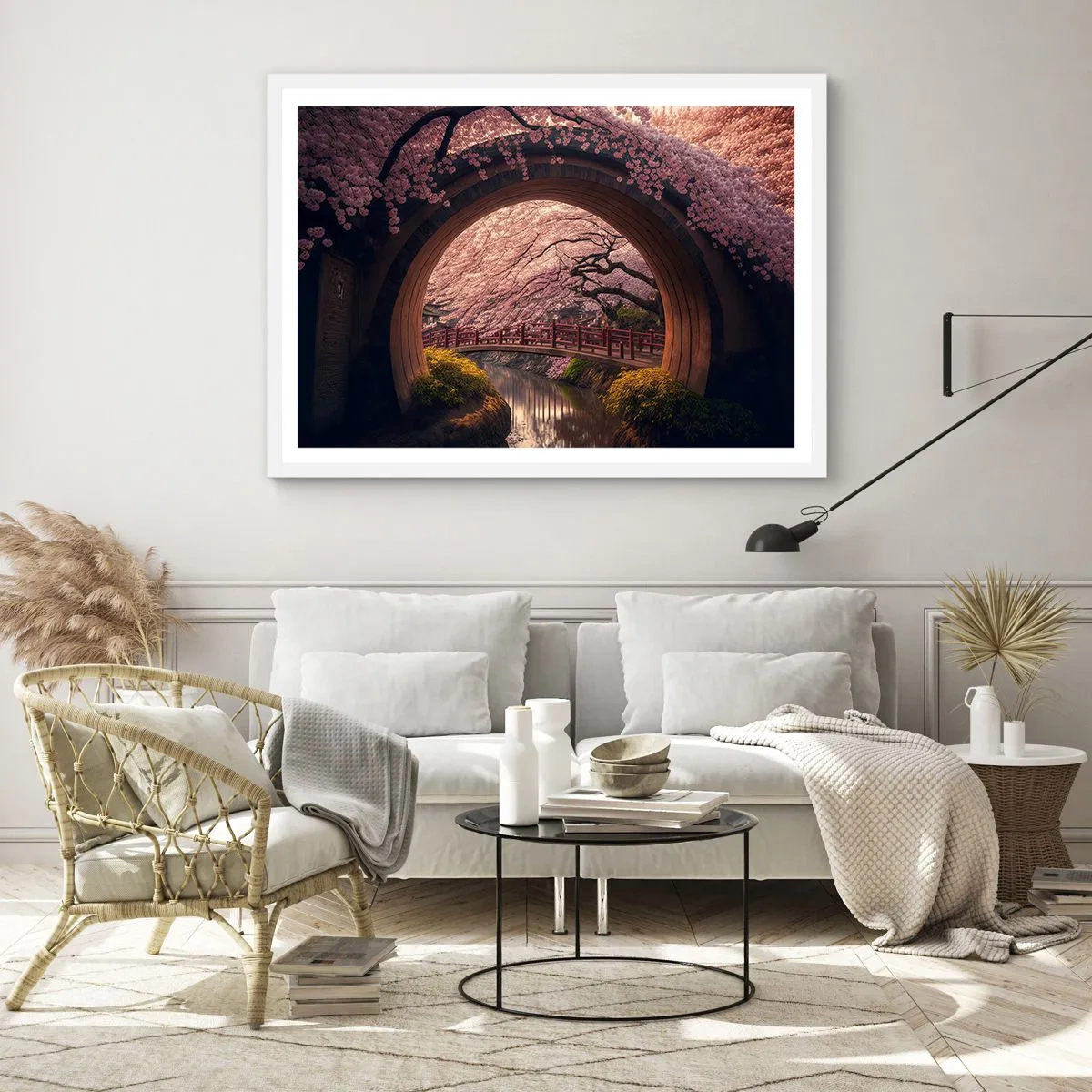 Poster in einem weißen Rahmen - Japanischer Frühling - 100x70 cm