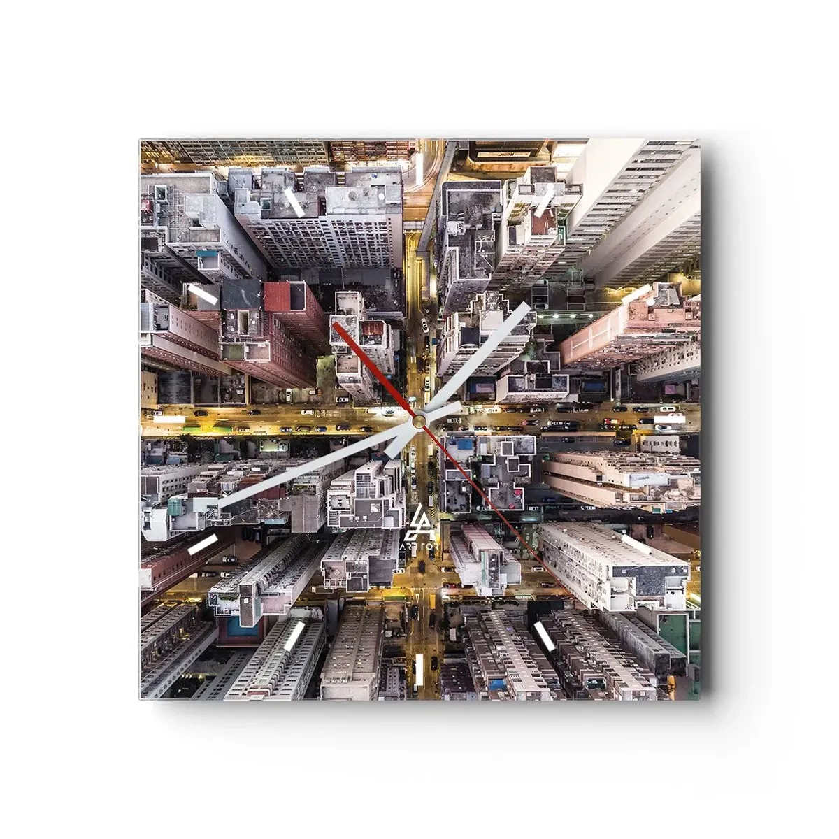 Wanduhr - Glasuhr - Grüße aus Hongkong - 40x40 cm