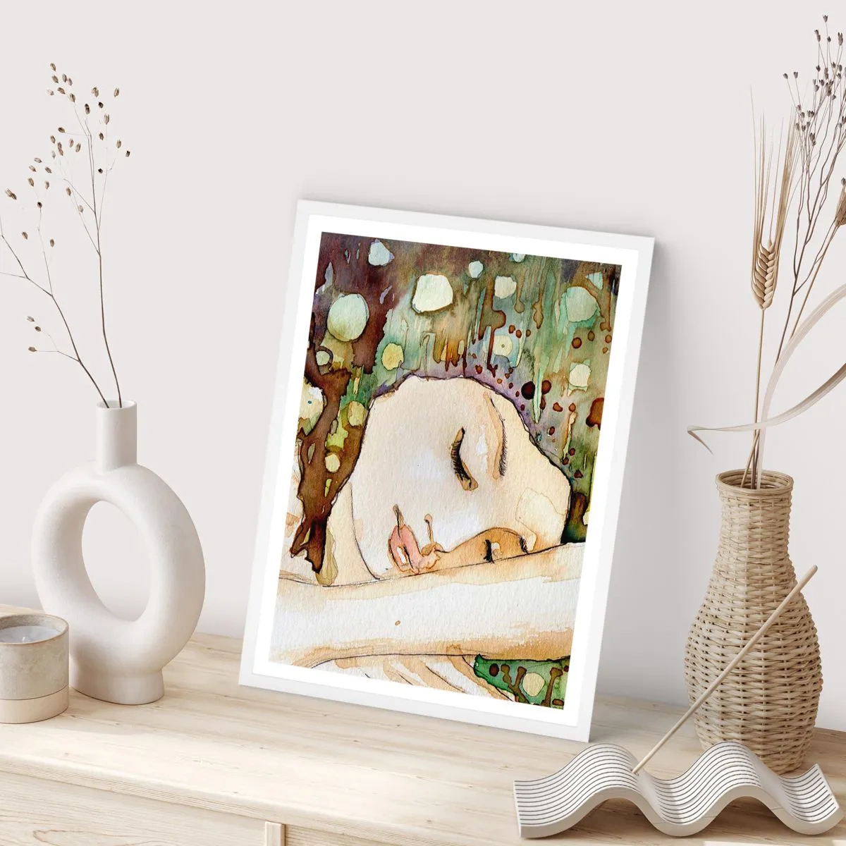 Poster in einem weißen Rahmen - Ein smaragd-violetter Traum - 30x40 cm