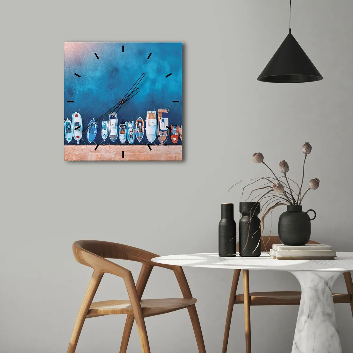 Wanduhr - Glasuhr - In einer Reihe - 30x30 cm