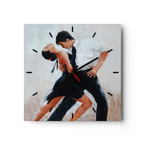 Wanduhr - Glasuhr - Ein tanzendes Paar in einer eleganten, sinnlichen Aufnahme - 30x30cm - Tango meiner Träume und Träume - Moderne Wanddekoration für Wohnzimmer und Schlafzimmer ARTTOR
