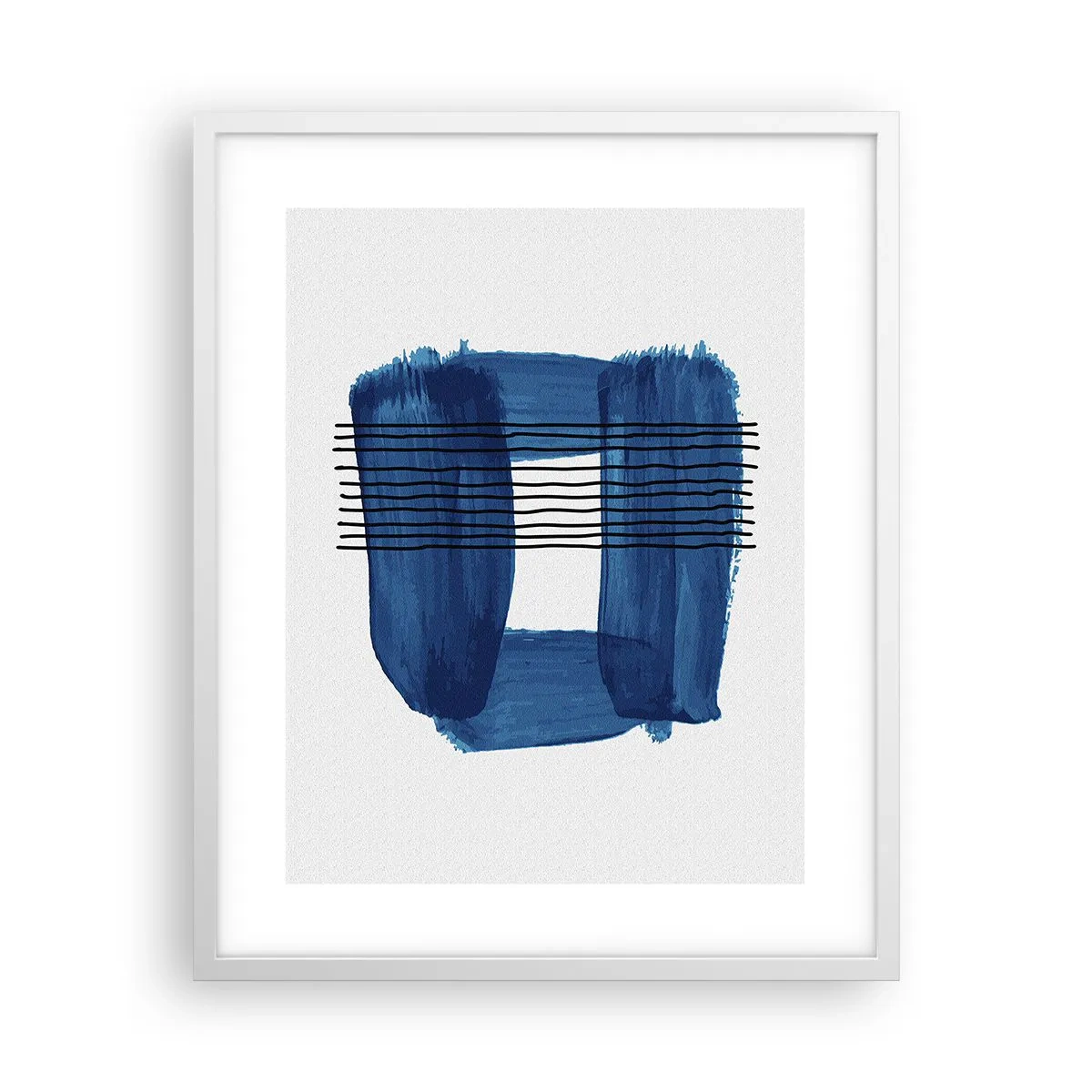 Poster in einem weißen Rahmen - Blaue und schwarze Komposition - 40x50 cm