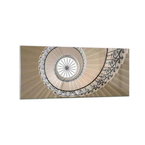 Glasbild - Bild auf glas - Wendeltreppe in elegantem geometrischem Ansatz - 120x50cm - Im Inneren der Muschel - Moderne Wanddekoration für Wohnzimmer und Schlafzimmer ARTTOR