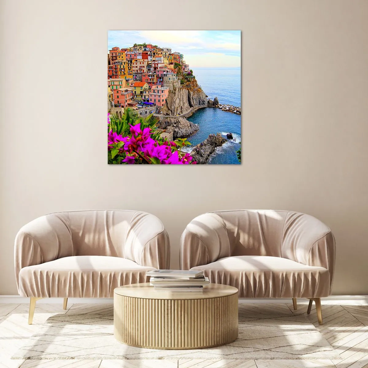 Glasbild - Bild auf glas - Lachende Stadt - 50x50 cm