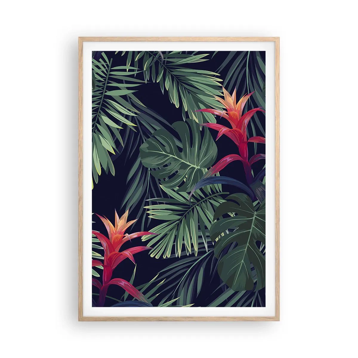 Poster in einem Rahmen aus heller Eiche - Im Grünen in Flammen gehen - 70x100 cm