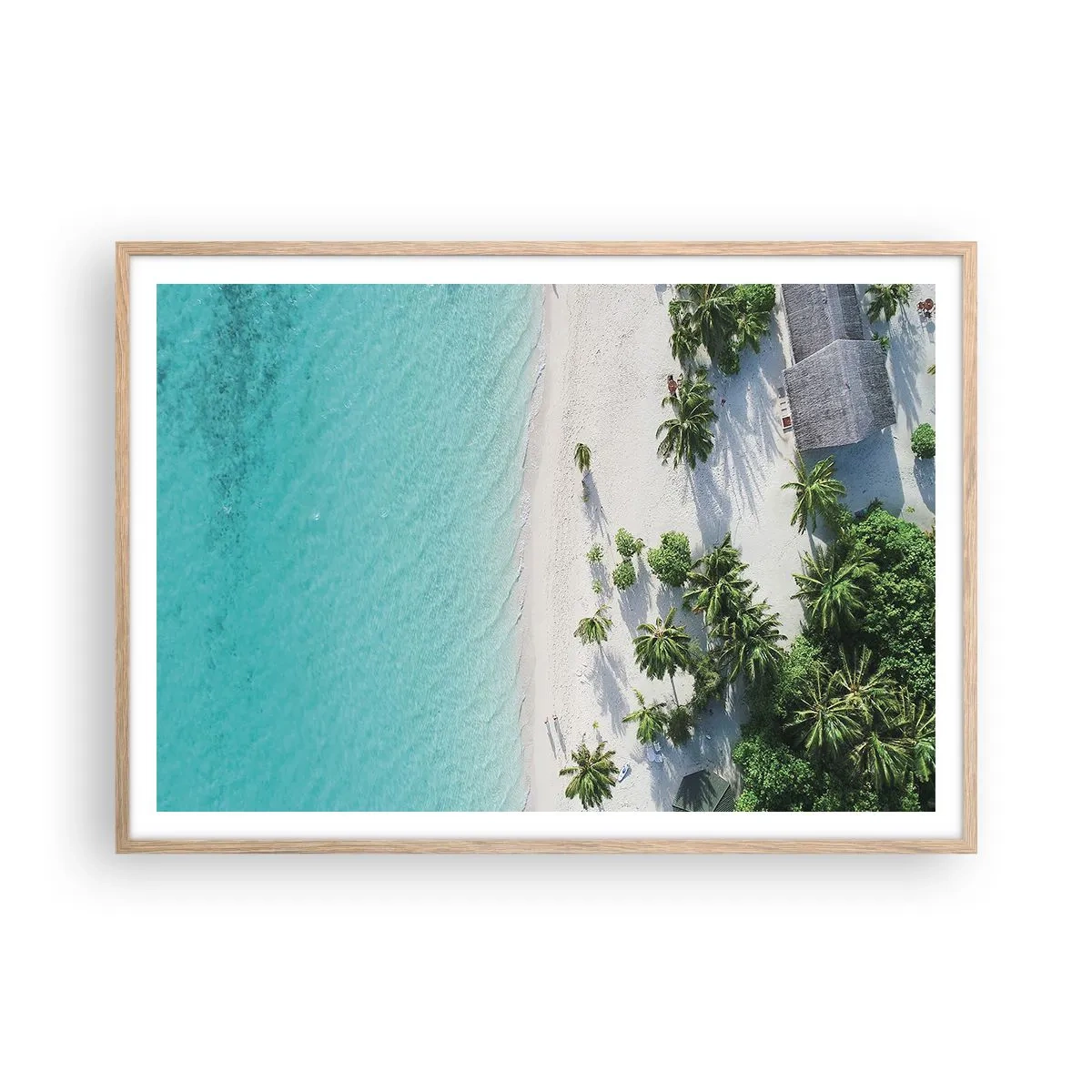 Poster in einem Rahmen aus heller Eiche - Urlaub im Paradies - 100x70 cm