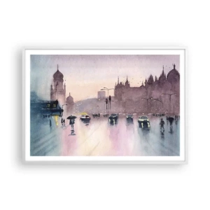 Poster in einem weißen Rahmen - Im regnerischen Dunst - 100x70 cm