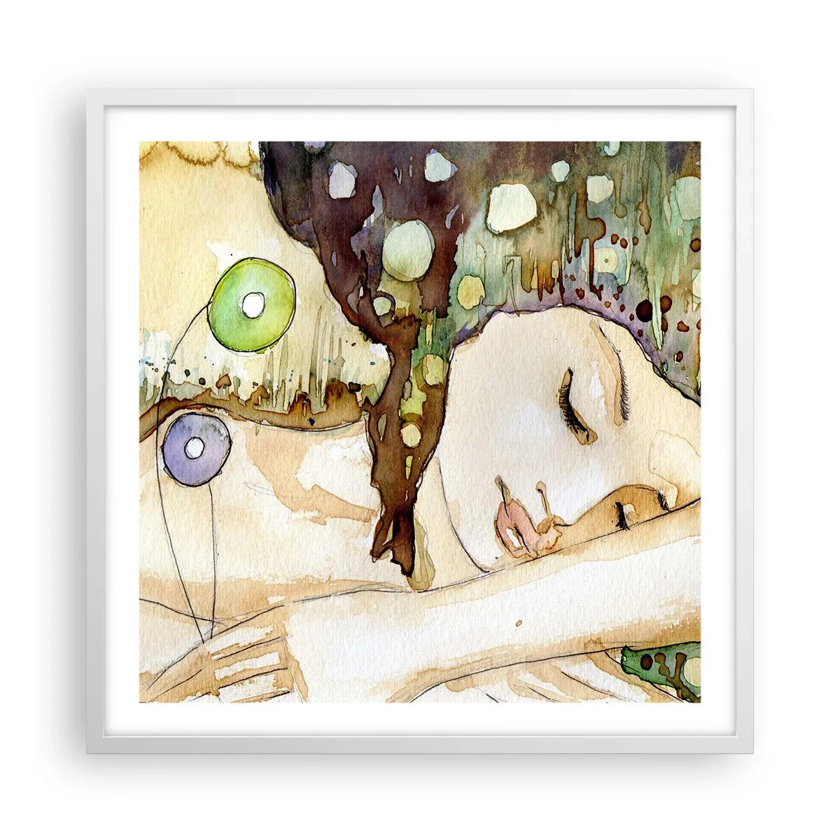 Poster in einem weißen Rahmen - Ein smaragd-violetter Traum - 60x60 cm