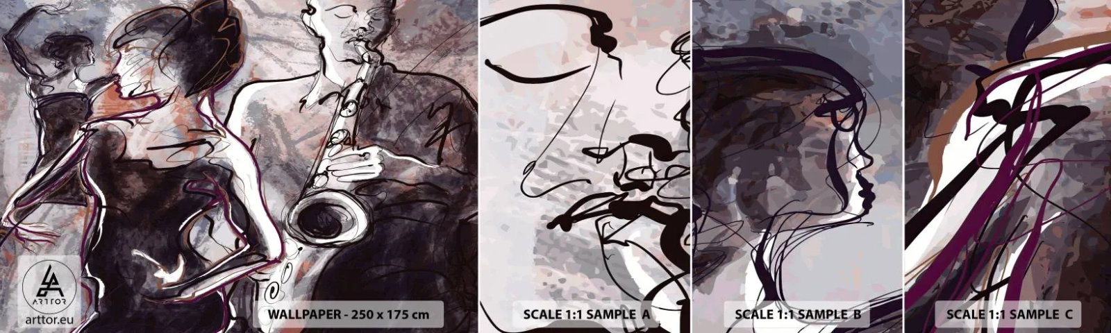 Fototapetenmuster Standard Eco - In der Musik auflösen - Musik, Jazz, Tanzen - 100x30 cm