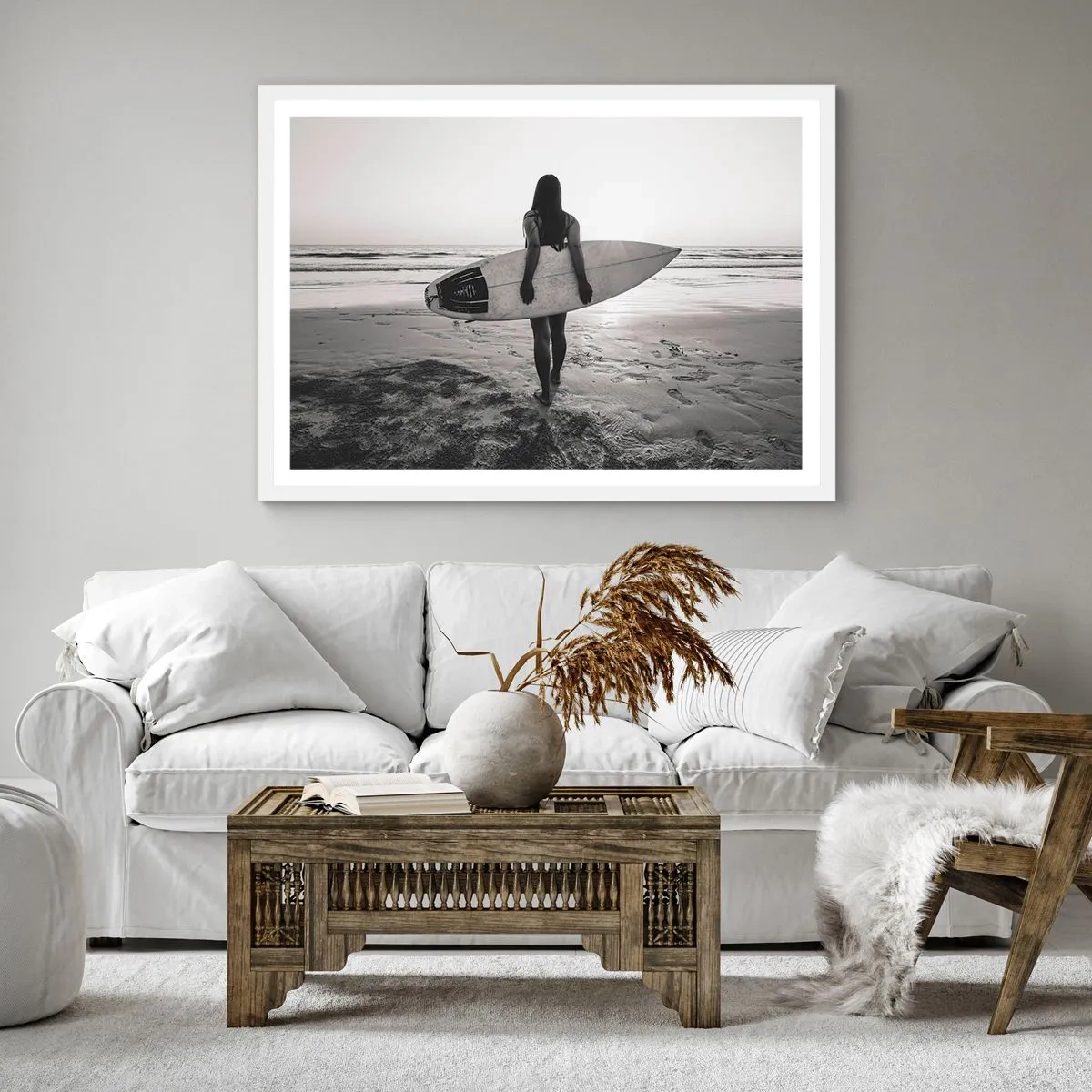Poster in einem weißen Rahmen - Die Tochter der Meereswelle - 60x60 cm