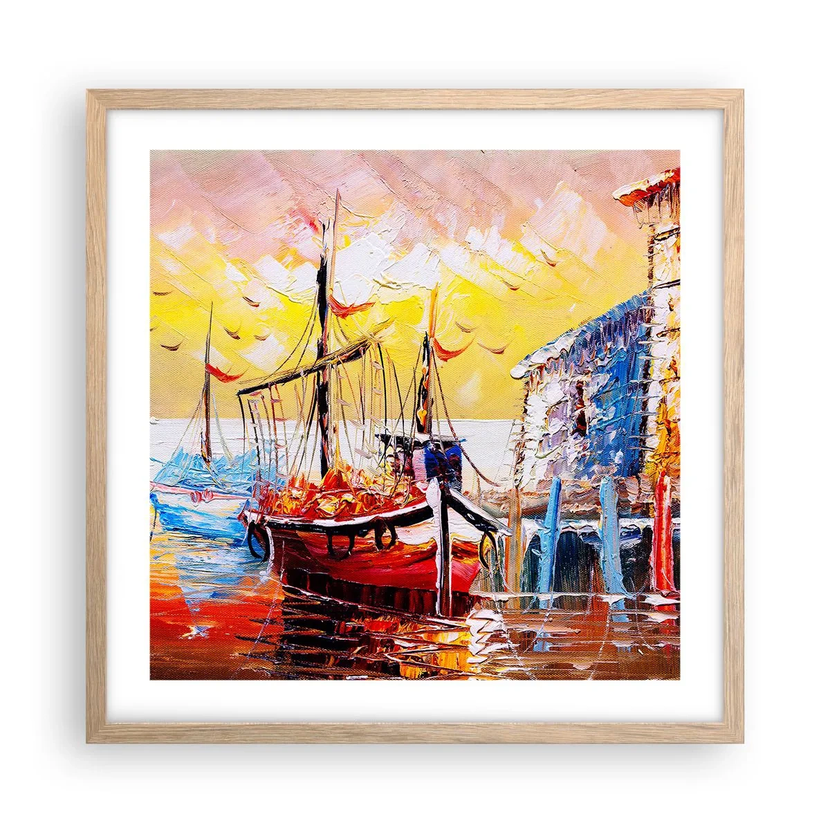 Poster in einem Rahmen aus heller Eiche - Glückliche Rückkehr - 50x50 cm