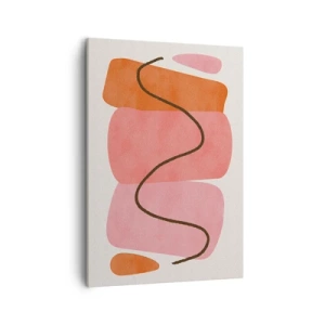 Bild auf Leinwand - Leinwandbild - Abstrakte Formen in Rosa- und Orangetönen - 50x70cm - Sanfte Bewegung der Formen - Moderne Wanddekoration für Wohnzimmer und Schlafzimmer ARTTOR