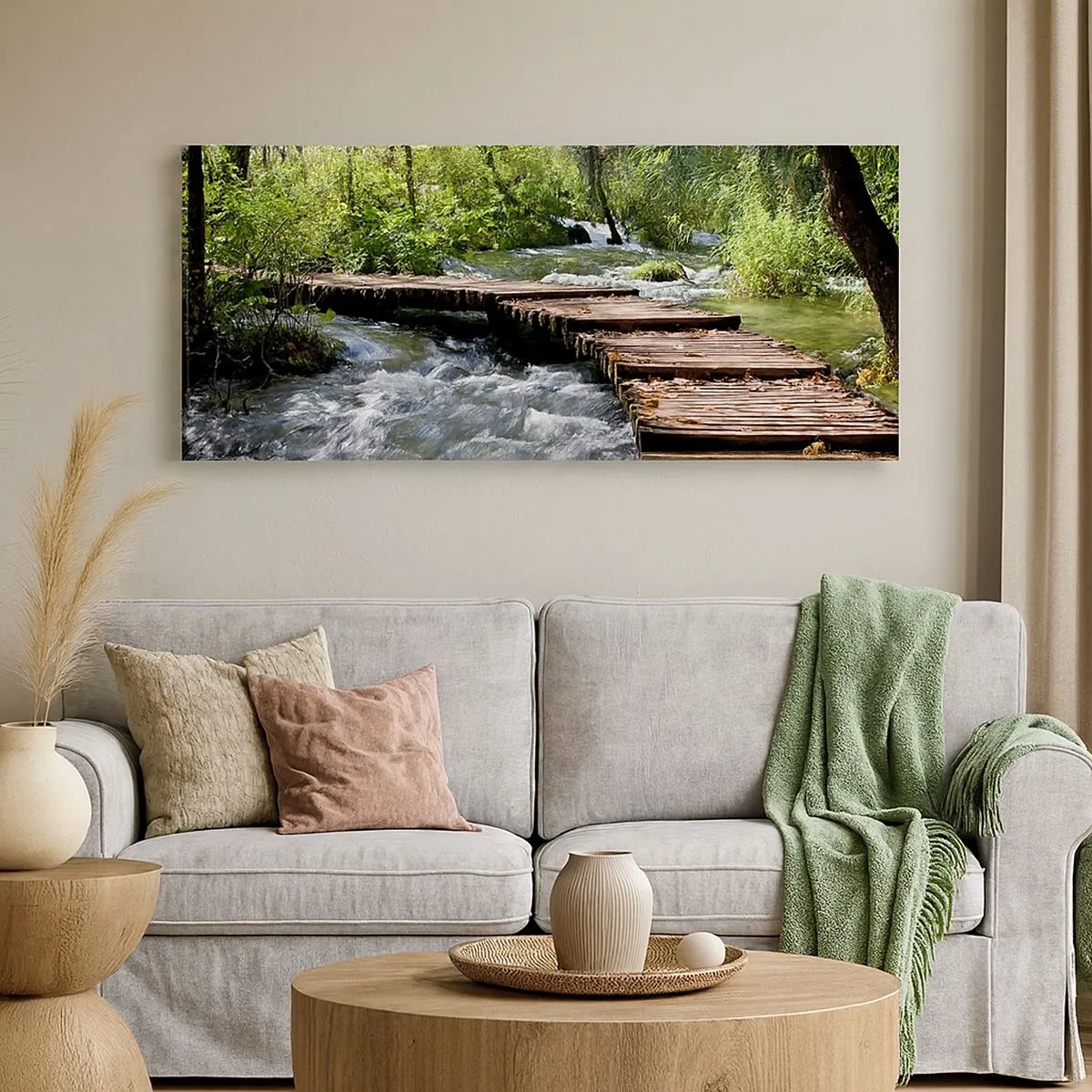 Bild auf Leinwand - Leinwandbild - Über der schaumigen Kaskade - 100x40 cm