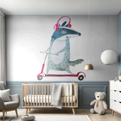 Selbstklebende Fototapete Deluxe Sticker - Dachsfreude - Kinder, Roller, Tier - 400x280 cm