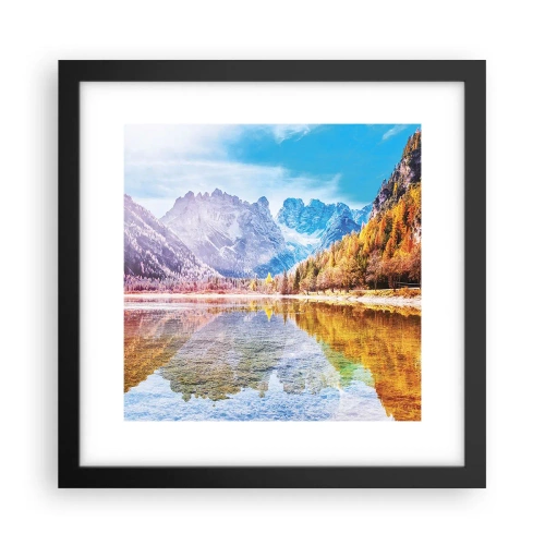 Poster in einem schwarzem Rahmen - Und in den Bergen ist es schon Herbst - 30x30 cm