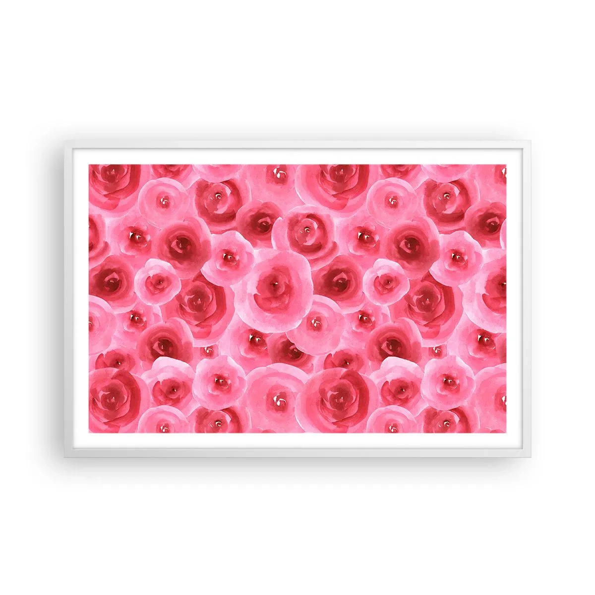 Poster in einem weißen Rahmen - Oben und unten Rosen - 91x61 cm