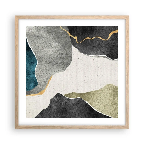 Poster in einem Rahmen aus heller Eiche - Mosaikkomposition mit Goldfaden - 50x50 cm