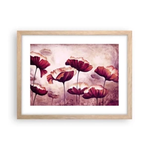 Poster in einem Rahmen aus heller Eiche - Rotes und weißes Blütenblatt - 40x30 cm