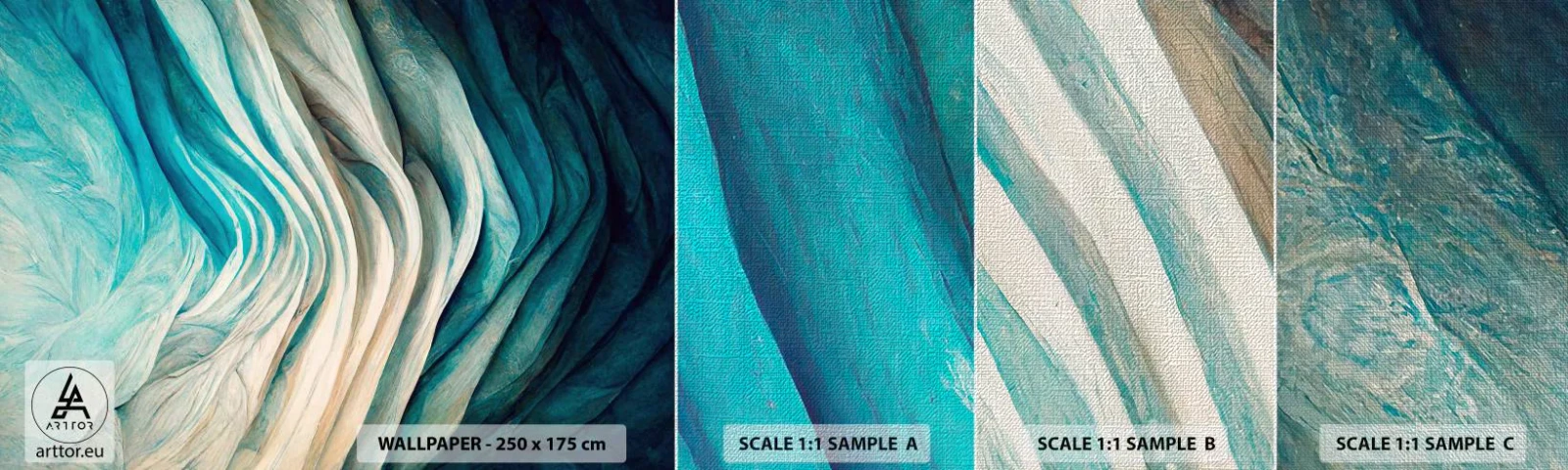 Fototapeten Muster Premium Canvas - Blaue Unersättlichkeit - Stück, 3D, Abstraktion - 100x30 cm