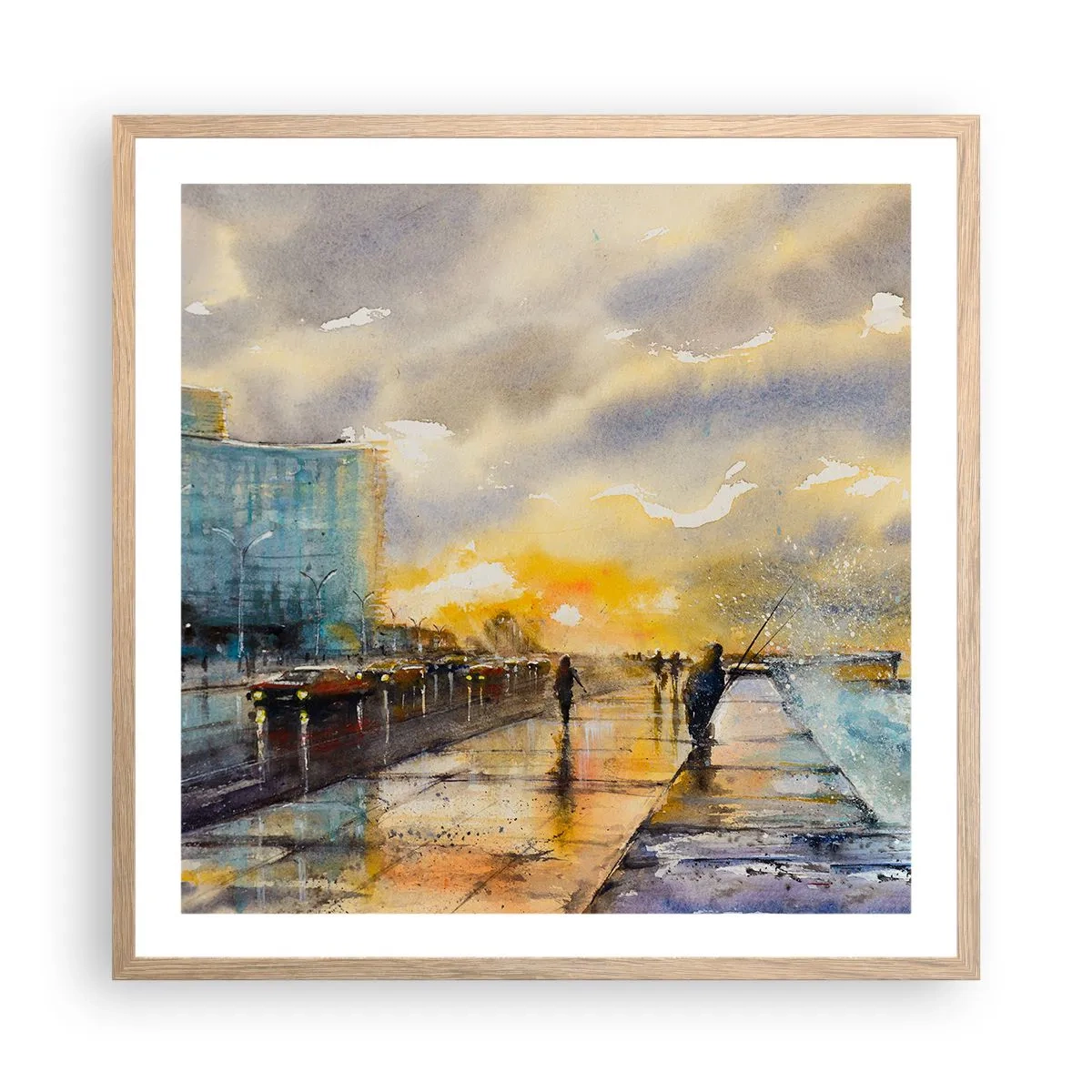 Poster in einem Rahmen aus heller Eiche - Leben am Ufer - 60x60 cm