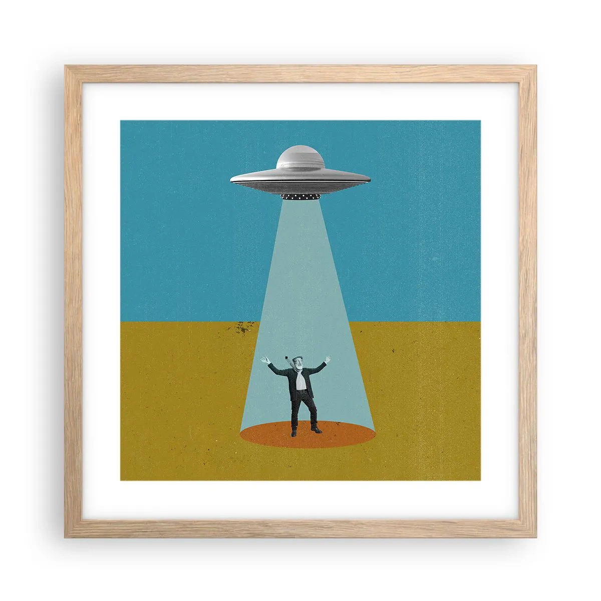 Poster in einem Rahmen aus heller Eiche - Nahe Begegnung - 40x40 cm